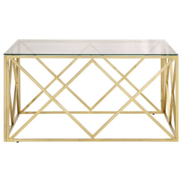 Berkfield Home Modern Coffee Table Gold Stainless Steel & Tempered Glass