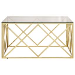 Berkfield Home Modern Coffee Table Gold Stainless Steel & Tempered Glass