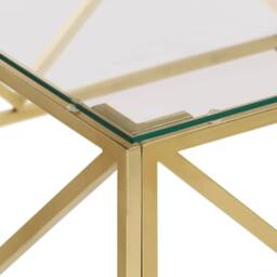 Berkfield Home Modern Coffee Table Gold Stainless Steel & Tempered Glass - thumbnail 5