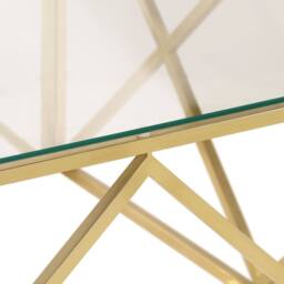 Berkfield Home Modern Coffee Table Gold Stainless Steel & Tempered Glass - thumbnail 7