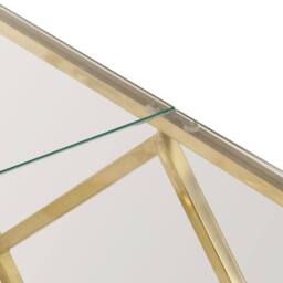 Berkfield Home Modern Coffee Table Gold Stainless Steel & Tempered Glass - thumbnail 8