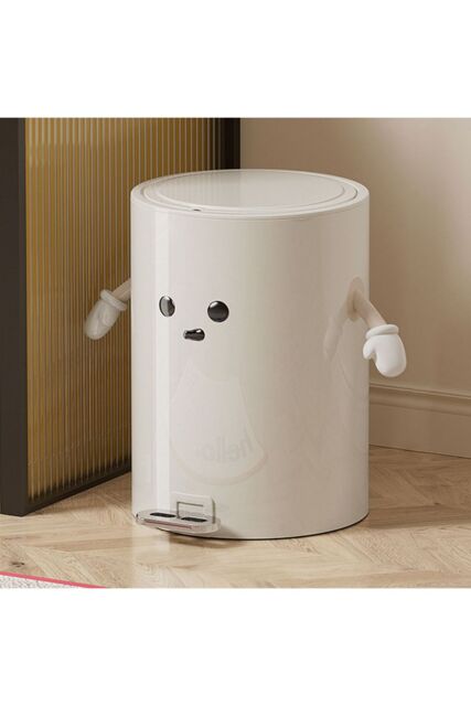 Living and Home 12L Step-On Trash Bin Pedal Dustbin Pedal Rubbish Bin with Inner Bucket in Cream - image 1