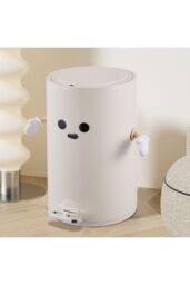 Living and Home 12L Step-On Trash Bin Pedal Dustbin Pedal Rubbish Bin with Inner Bucket in Cream - thumbnail 4