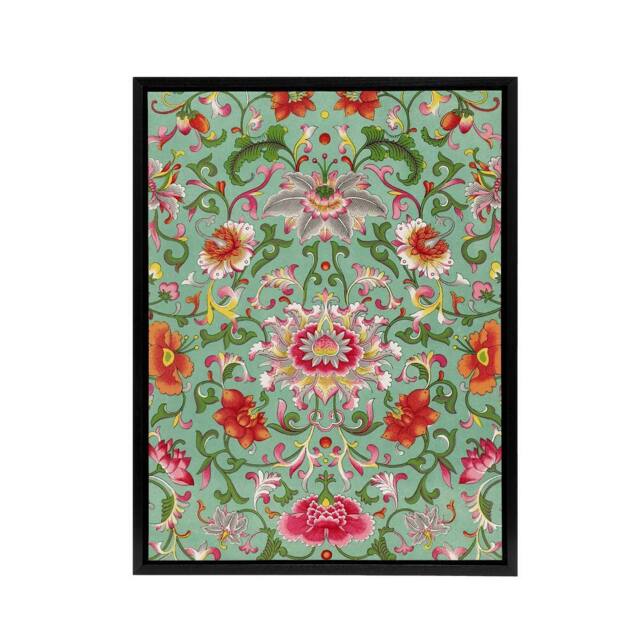 "Artery8 Owen Jones Colorful Chinese Floral Pattern Framed Canvas Art Print - Size: W12"" x H16""" - image 1