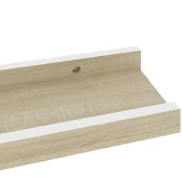Berkfield Home Wall Shelves 4 pcs White & Sonoma Oak 40x9x3 cm in Natural - Size: 40 x 9 x 3 cm - thumbnail 7