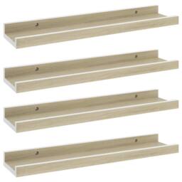 Berkfield Home Wall Shelves 4 pcs White & Sonoma Oak 40x9x3 cm in Natural - Size: 40 x 9 x 3 cm - thumbnail 3