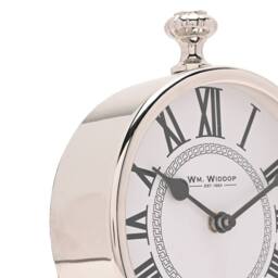 WILLIAM WIDDOP Round Silver Mantle Clock - thumbnail 4