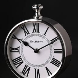 WILLIAM WIDDOP Round Silver Mantle Clock - thumbnail 7