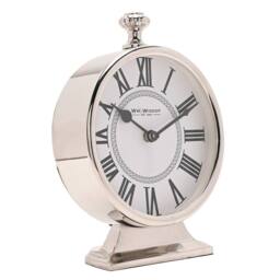 WILLIAM WIDDOP Round Silver Mantle Clock - thumbnail 3