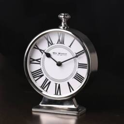 WILLIAM WIDDOP Round Silver Mantle Clock - thumbnail 6