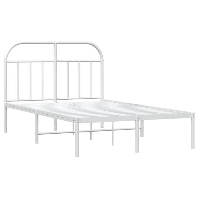 Berkfield Home Metal Bed Frame with Headboard White 135x190 cm Double - image 1