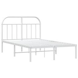 Berkfield Home Metal Bed Frame with Headboard White 135x190 cm Double - thumbnail 1