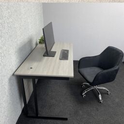 KOSY KOALA Grey Office Desk Set with Black Velvet Upholstered Chair Wooden Room Furniture - thumbnail 9