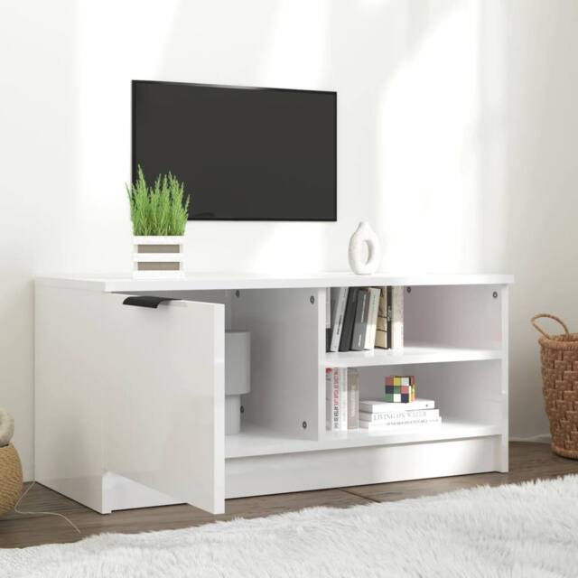 Berkfield Home TV Cabinet High Gloss White 80x35x36.5 cm Engineered Wood - image 1