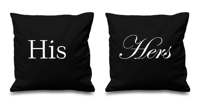 60 SECOND MAKEOVER His Hers Black Cushion Coverstive - Size: 40 cm x 40 cm