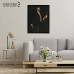 "Artery8 Artist William Merritt Chase Portrait Sargent Framed Canvas Wall Art in Black - Size: W24"" x H32""" - thumbnail 3