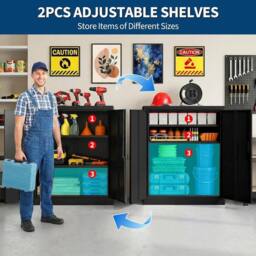 SPETLEK Metal Storage Cabinet Locking in Black - thumbnail 4