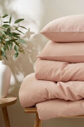 Martex Touch of Linen Duvet Cover Set (Includes 2 Pillowcases 1 For Single) in Pale Pink - Size: Super King - thumbnail 5