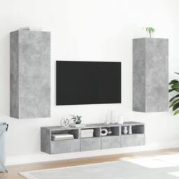 Berkfield Home TV Wall Cabinet Concrete Grey 40.5x30x102 cm Engineered Wood - thumbnail 4