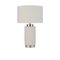 Lighting Collection Ceramic Chrome Table Lamp Table Lamp in White - thumbnail 3