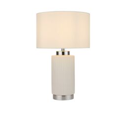 Lighting Collection Ceramic Chrome Table Lamp Table Lamp in White - thumbnail 2