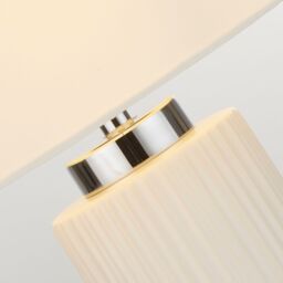 Lighting Collection Ceramic Chrome Table Lamp Table Lamp in White - thumbnail 4