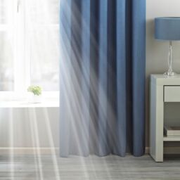 Essentials Twilight Thermal Blackout Eyelet Curtains in Mid Blue - Size: 168 cm width x 229 cm drop - thumbnail 3