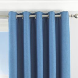 Essentials Twilight Thermal Blackout Eyelet Curtains in Mid Blue - Size: 168 cm width x 229 cm drop - thumbnail 2