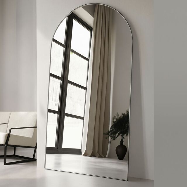 Agenzia 14 Modern Silver Metal Archtop Full Length Mirror 200cm x 100cm - Size: XL - image 1