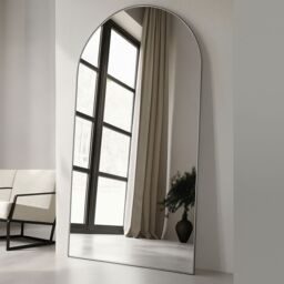 Agenzia 14 Modern Silver Metal Archtop Full Length Mirror 200cm x 100cm - Size: XL - thumbnail 1