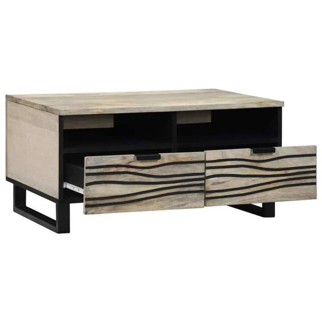 Berkfield Home Coffee Tables with Drawer with Storage White, Black 80 x 50 x 40 cm - image 1