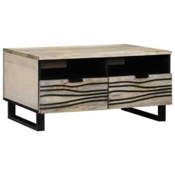 Berkfield Home Coffee Tables with Drawer with Storage White, Black 80 x 50 x 40 cm - thumbnail 2