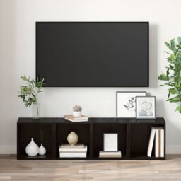 Berkfield Home TV Cabinet 2 pcs Black 37 x 35 x 37 cm Engineered wood - thumbnail 4