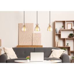 Netlighting Massey Bar Pendant Coffee Colored Matt Amber Glass Shade 3x E14 in Brown - thumbnail 6