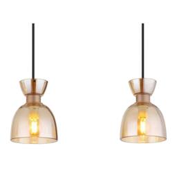Netlighting Massey Bar Pendant Coffee Colored Matt Amber Glass Shade 3x E14 in Brown - thumbnail 4