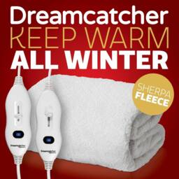 Dreamcatcher Deluxe Double Electric Blanket Fleece Heated Underblanket in White - thumbnail 8