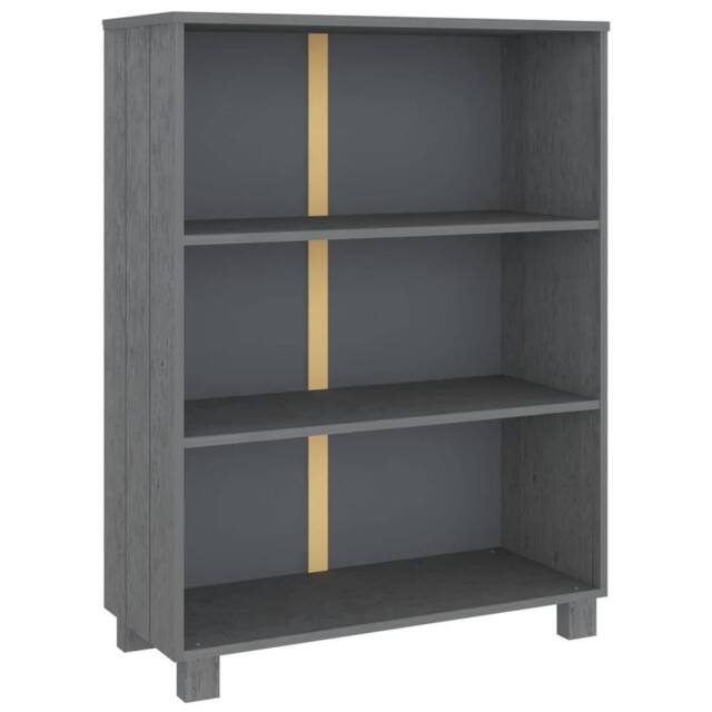 Berkfield Home Book Cabinet HAMAR Dark Grey 85x35x112 cm Solid Wood Pine - Size: 85 x 35 x 112 cm - image 1