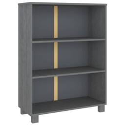 Berkfield Home Book Cabinet HAMAR Dark Grey 85x35x112 cm Solid Wood Pine - Size: 85 x 35 x 112 cm - thumbnail 1