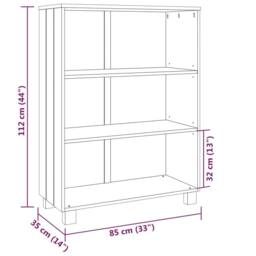 Berkfield Home Book Cabinet HAMAR Dark Grey 85x35x112 cm Solid Wood Pine - Size: 85 x 35 x 112 cm - thumbnail 8