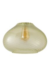 ValueLights Corinne Twill Spiral Bulbous Glass Easy Fit Pendant Lamp Shade with LED Bulb in Light Green - thumbnail 6