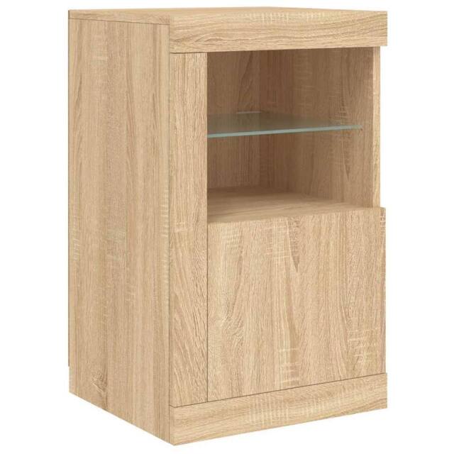 Berkfield Home Side Cabinet with LED Lights Sonoma Oak Engineered Wood in Light Tan - image 1