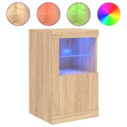 Berkfield Home Side Cabinet with LED Lights Sonoma Oak Engineered Wood in Light Tan - thumbnail 5