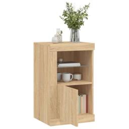 Berkfield Home Side Cabinet with LED Lights Sonoma Oak Engineered Wood in Light Tan - thumbnail 4