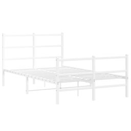 Berkfield Home Metal Bed Frame without Mattress with Footboard¬†White 120x200cm in White - Size: Small Double - thumbnail 3