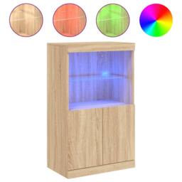 Berkfield Home Sideboard with LED Lights Sonoma Oak 60.5x37x100 cm in Light Tan - thumbnail 1