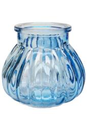 KDMD Blue Veneto Bubble Glass Jar Vase 7.5cm 12 Pack - thumbnail 1