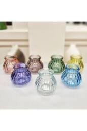 KDMD Blue Veneto Bubble Glass Jar Vase 7.5cm 12 Pack - thumbnail 9