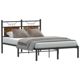 Berkfield Home Bed Frame without Mattress Smoked Oak 120x190 cm Small Double Engineered Wood in Brown - thumbnail 3