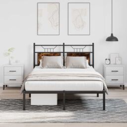Berkfield Home Bed Frame without Mattress Smoked Oak 120x190 cm Small Double Engineered Wood in Brown - thumbnail 1
