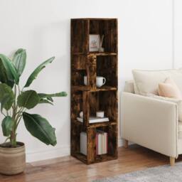 Berkfield Home Corner Cabinet Smoked Oak 33x33x132 cm Engineered Wood in Brown - Size: 33 x 33 x 132 cm - thumbnail 5